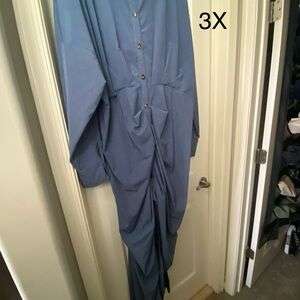 Blue Button-Up Hi Low Dress